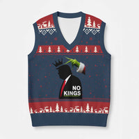 Funny Xmas No Kings in America V-Neck Knit Sweater Vest - Wonder Print Shop