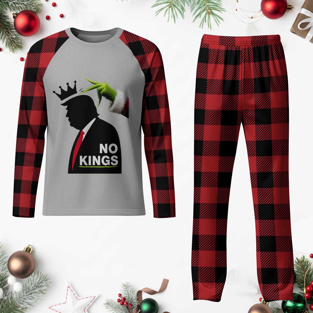 Funny Christmas No Kings in America Plaid Pajama Set - Wonder Print Shop