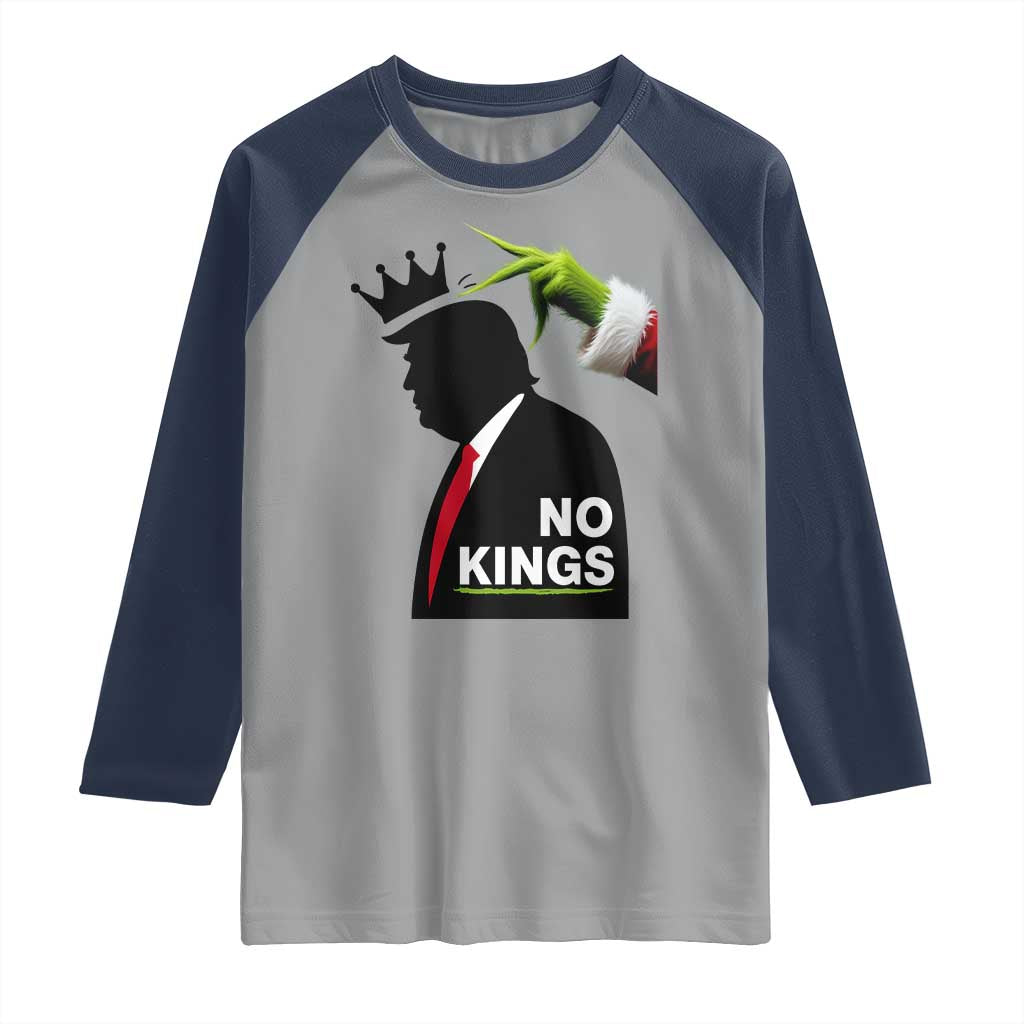 Funny Christmas No Kings in America Raglan Shirt - Wonder Print Shop