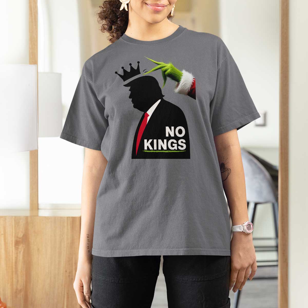 Funny Christmas No Kings in America T Shirt For Women - Wonder Print Shop