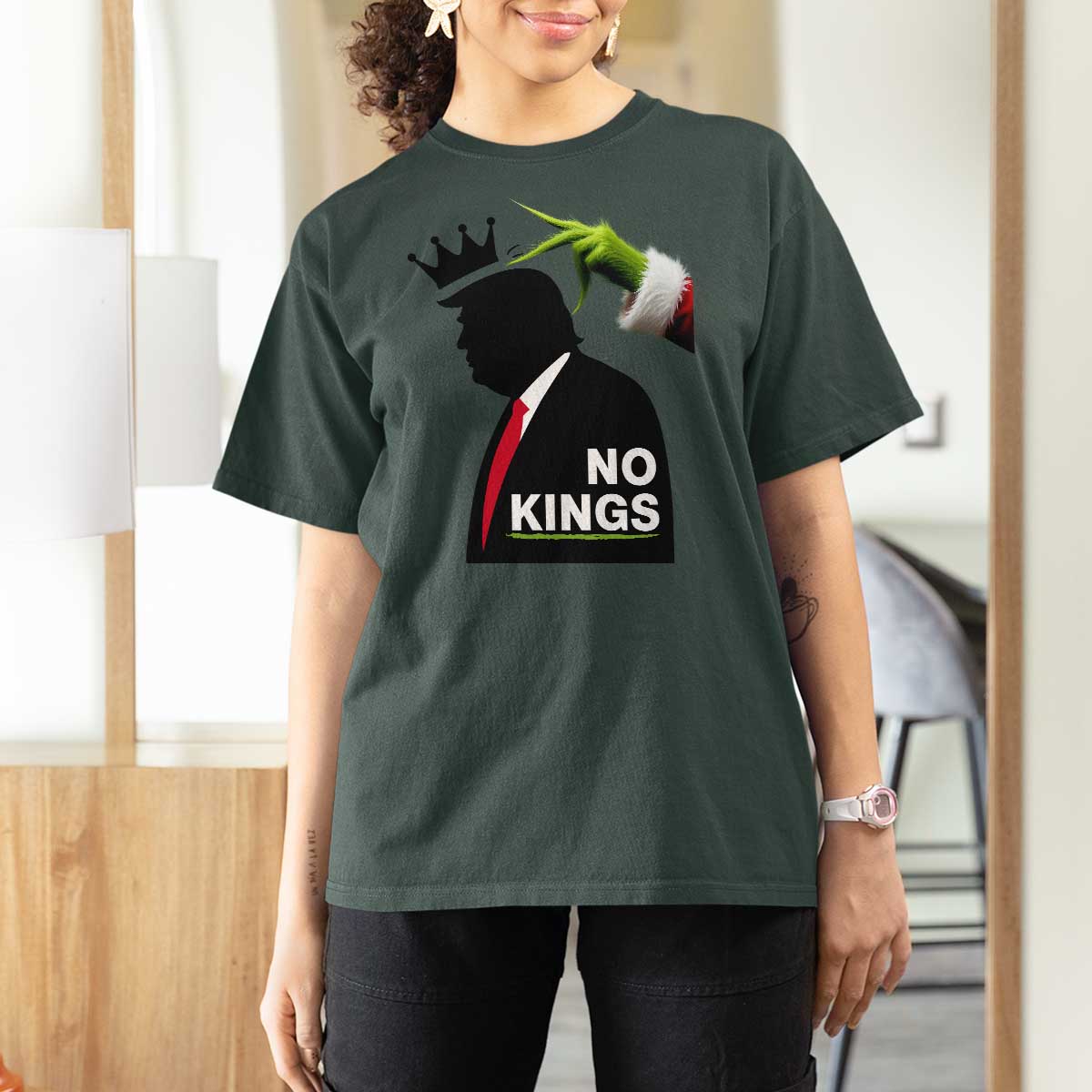 Funny Christmas No Kings in America T Shirt For Women - Wonder Print Shop