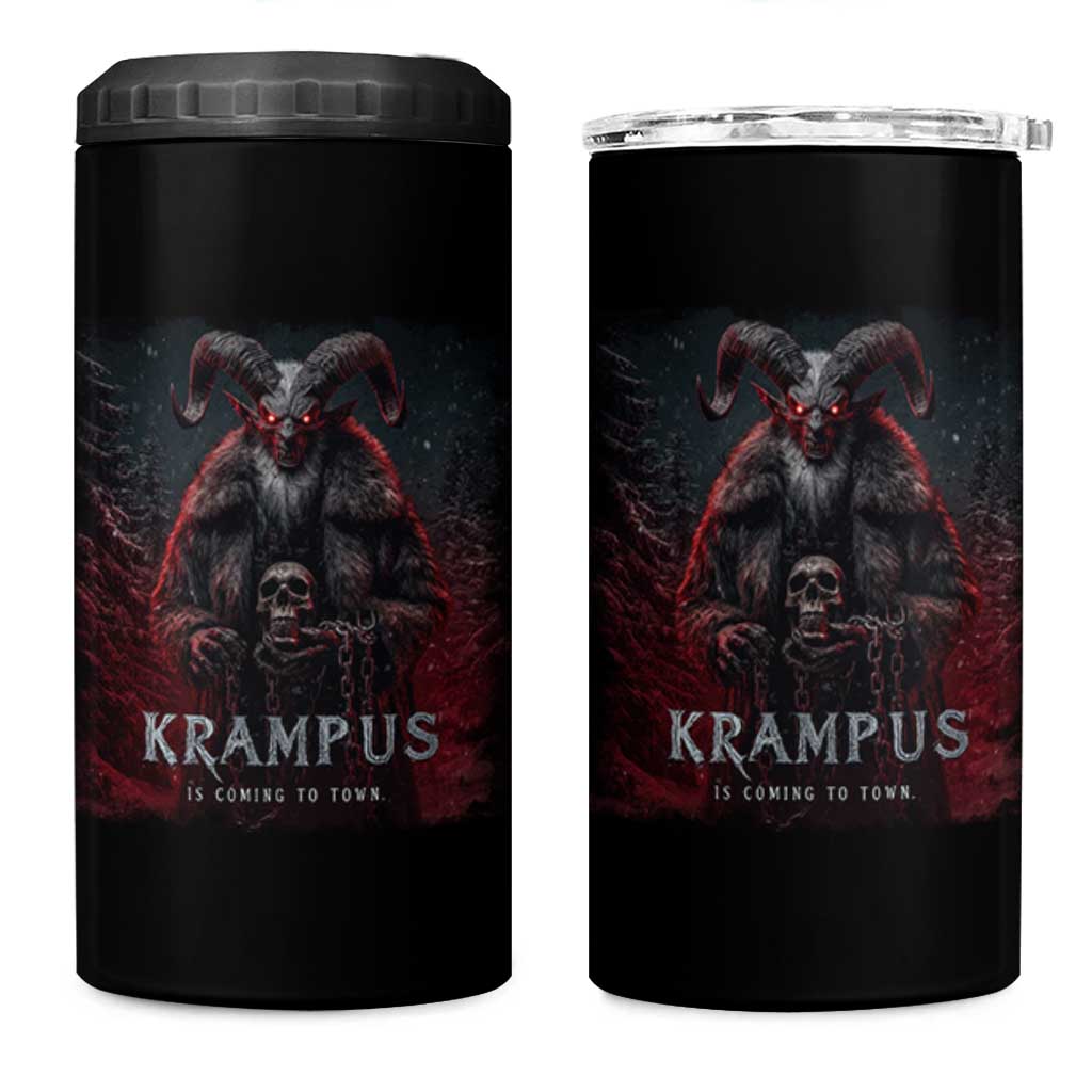 Krampus Is Coming To Town 4 in 1 Can Cooler Tumbler Gothic Dark Xmas Gift Horror Holiday - Wonder Print Shop