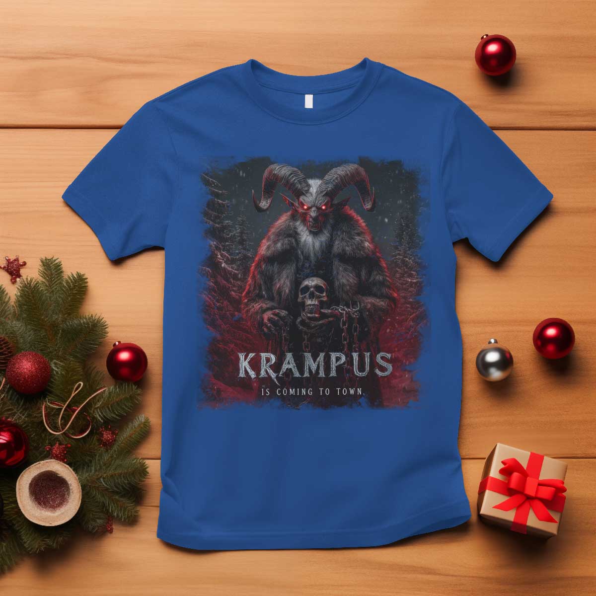Krampus Is Coming To Town T Shirt Gothic Dark Xmas Gift Horror Holiday - Wonder Print Shop