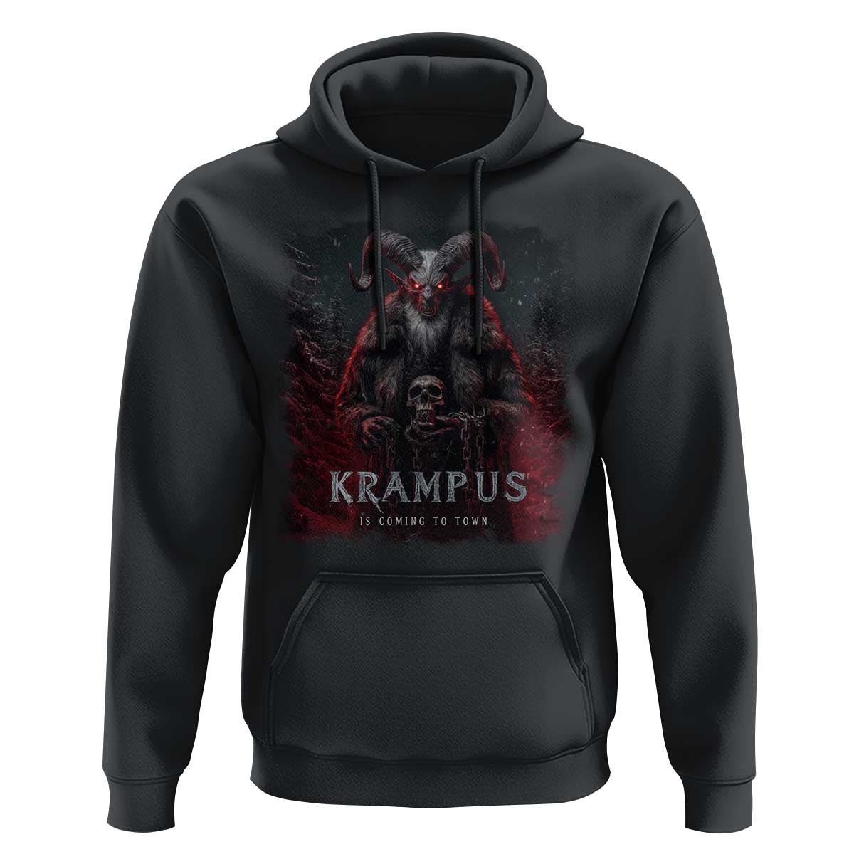 Krampus Is Coming To Town Hoodie Gothic Dark Xmas Gift Horror Holiday - Wonder Print Shop