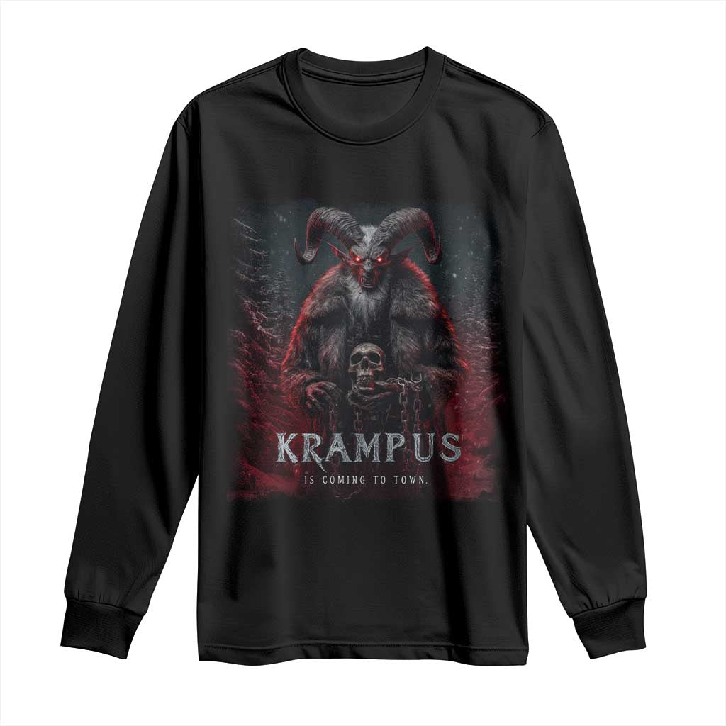 Krampus Is Coming To Town Long Sleeve Shirt Gothic Dark Xmas Gift Horror Holiday - Wonder Print Shop