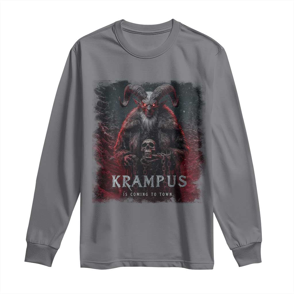 Krampus Is Coming To Town Long Sleeve Shirt Gothic Dark Xmas Gift Horror Holiday - Wonder Print Shop