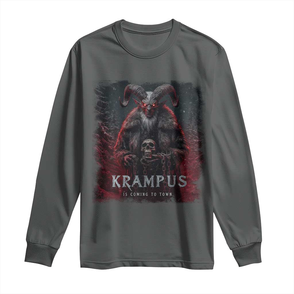 Krampus Is Coming To Town Long Sleeve Shirt Gothic Dark Xmas Gift Horror Holiday - Wonder Print Shop