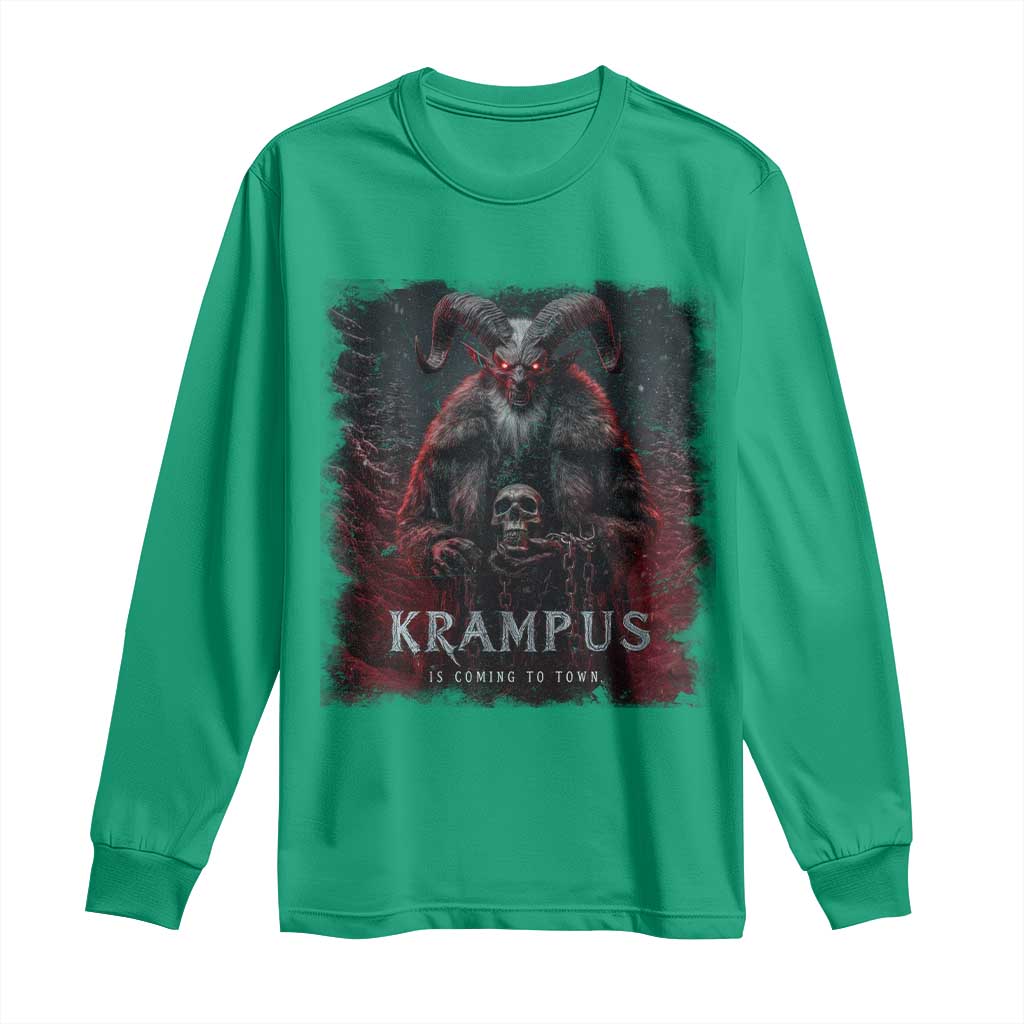 Krampus Is Coming To Town Long Sleeve Shirt Gothic Dark Xmas Gift Horror Holiday - Wonder Print Shop