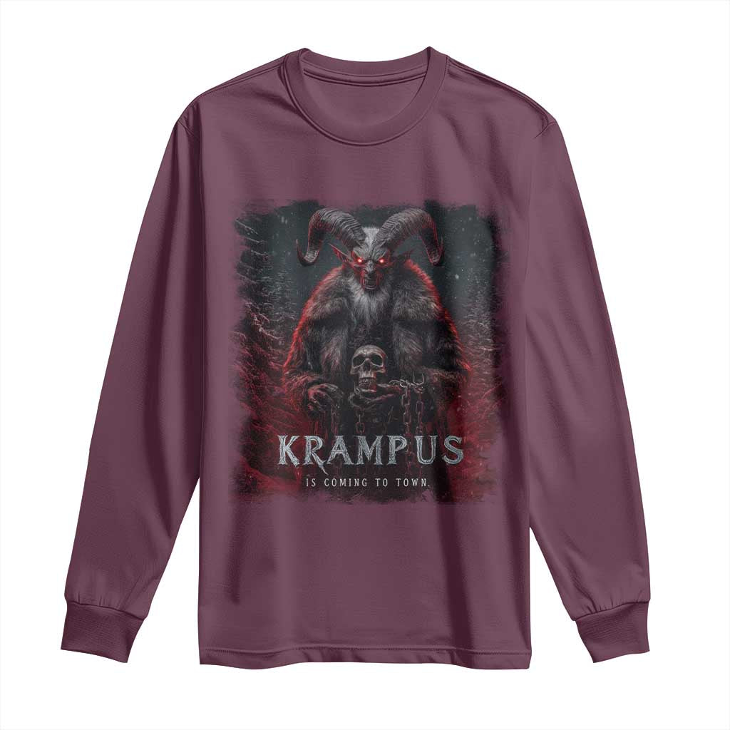 Krampus Is Coming To Town Long Sleeve Shirt Gothic Dark Xmas Gift Horror Holiday - Wonder Print Shop