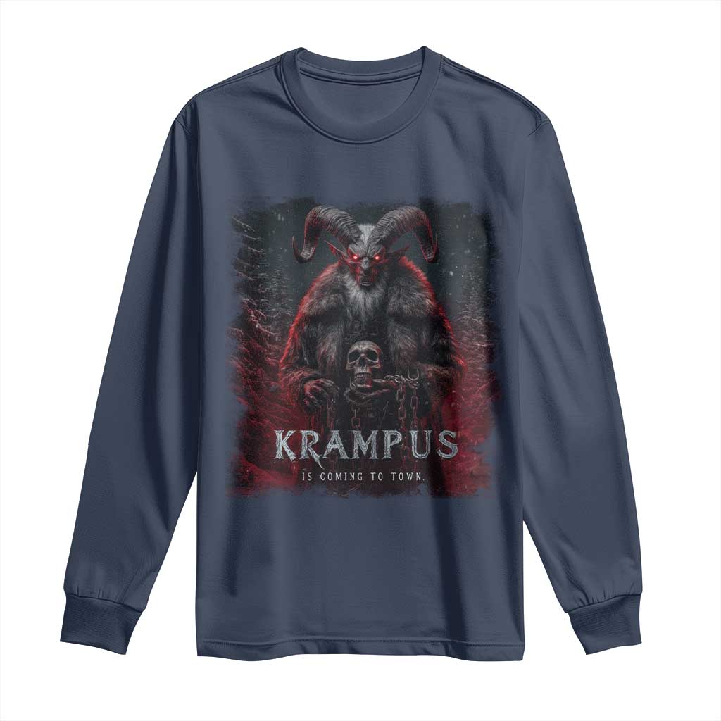 Krampus Is Coming To Town Long Sleeve Shirt Gothic Dark Xmas Gift Horror Holiday - Wonder Print Shop