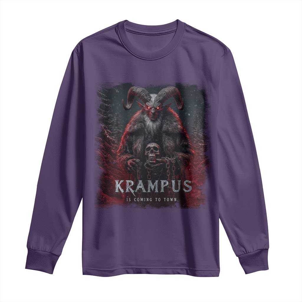Krampus Is Coming To Town Long Sleeve Shirt Gothic Dark Xmas Gift Horror Holiday - Wonder Print Shop