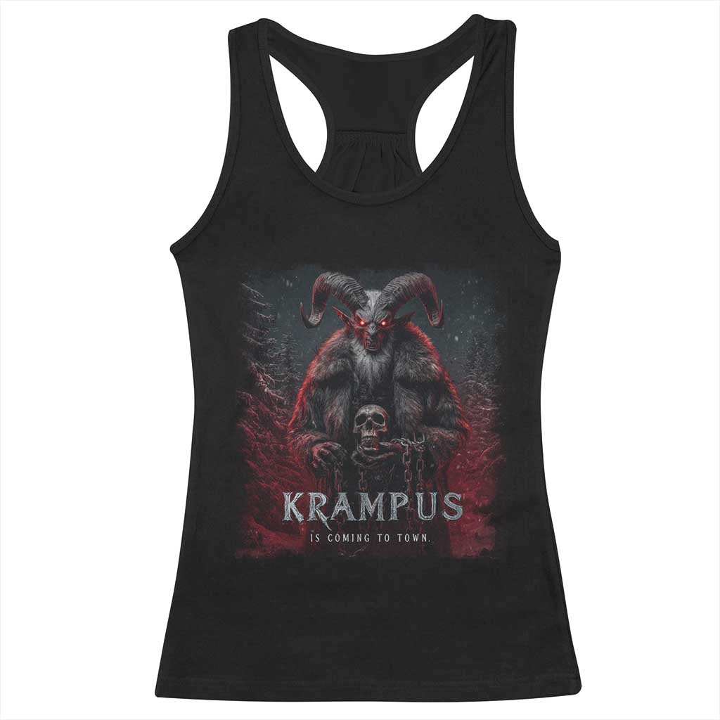 Krampus Is Coming To Town Racerback Tank Top Gothic Dark Xmas Gift Horror Holiday - Wonder Print Shop