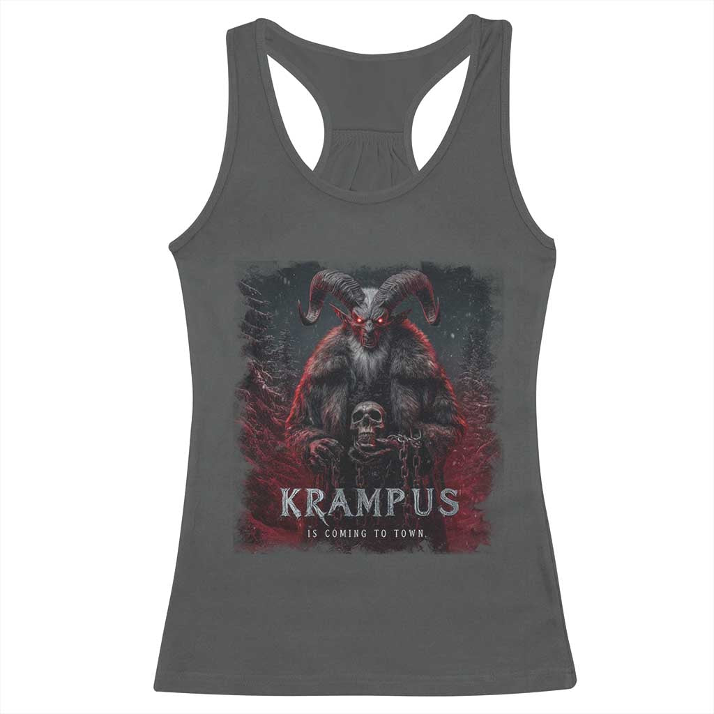 Krampus Is Coming To Town Racerback Tank Top Gothic Dark Xmas Gift Horror Holiday - Wonder Print Shop