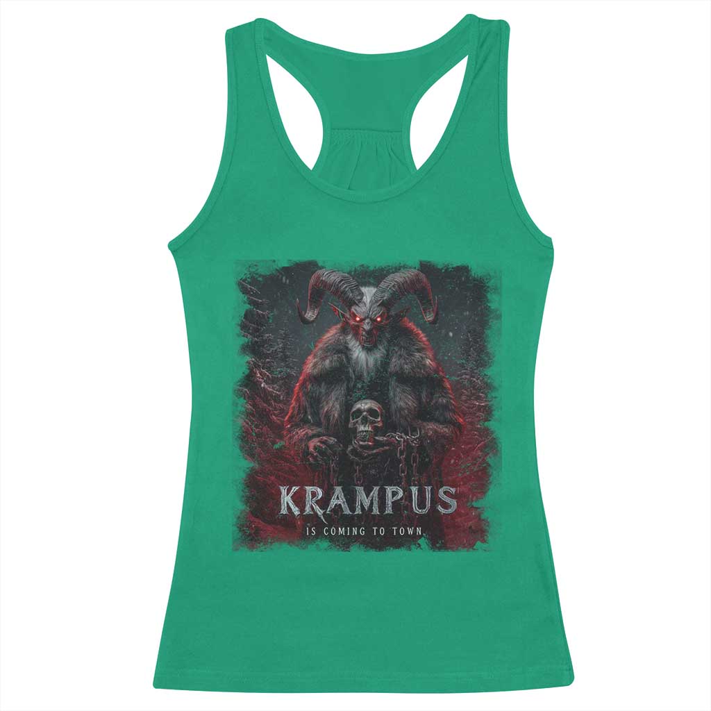Krampus Is Coming To Town Racerback Tank Top Gothic Dark Xmas Gift Horror Holiday - Wonder Print Shop