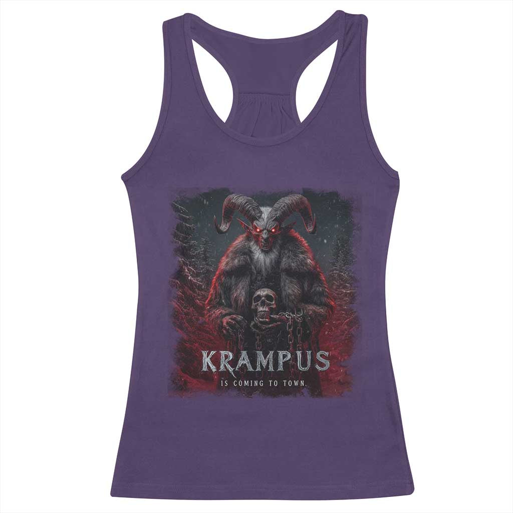 Krampus Is Coming To Town Racerback Tank Top Gothic Dark Xmas Gift Horror Holiday - Wonder Print Shop
