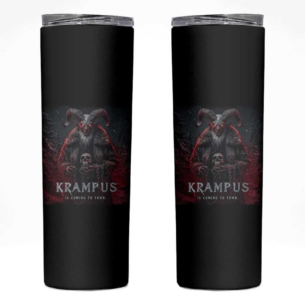 Krampus Is Coming To Town Skinny Tumbler Gothic Dark Xmas Gift Horror Holiday - Wonder Print Shop