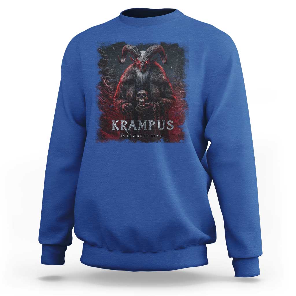 Krampus Is Coming To Town Sweatshirt Gothic Dark Xmas Gift Horror Holiday - Wonder Print Shop
