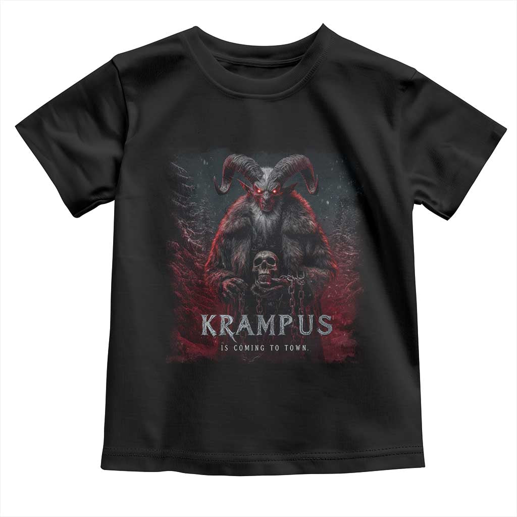Krampus Is Coming To Town Toddler T Shirt Gothic Dark Xmas Gift Horror Holiday - Wonder Print Shop