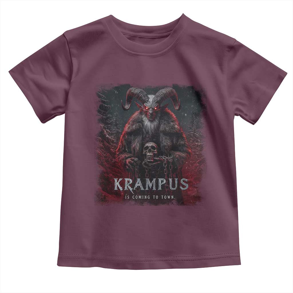 Krampus Is Coming To Town Toddler T Shirt Gothic Dark Xmas Gift Horror Holiday - Wonder Print Shop
