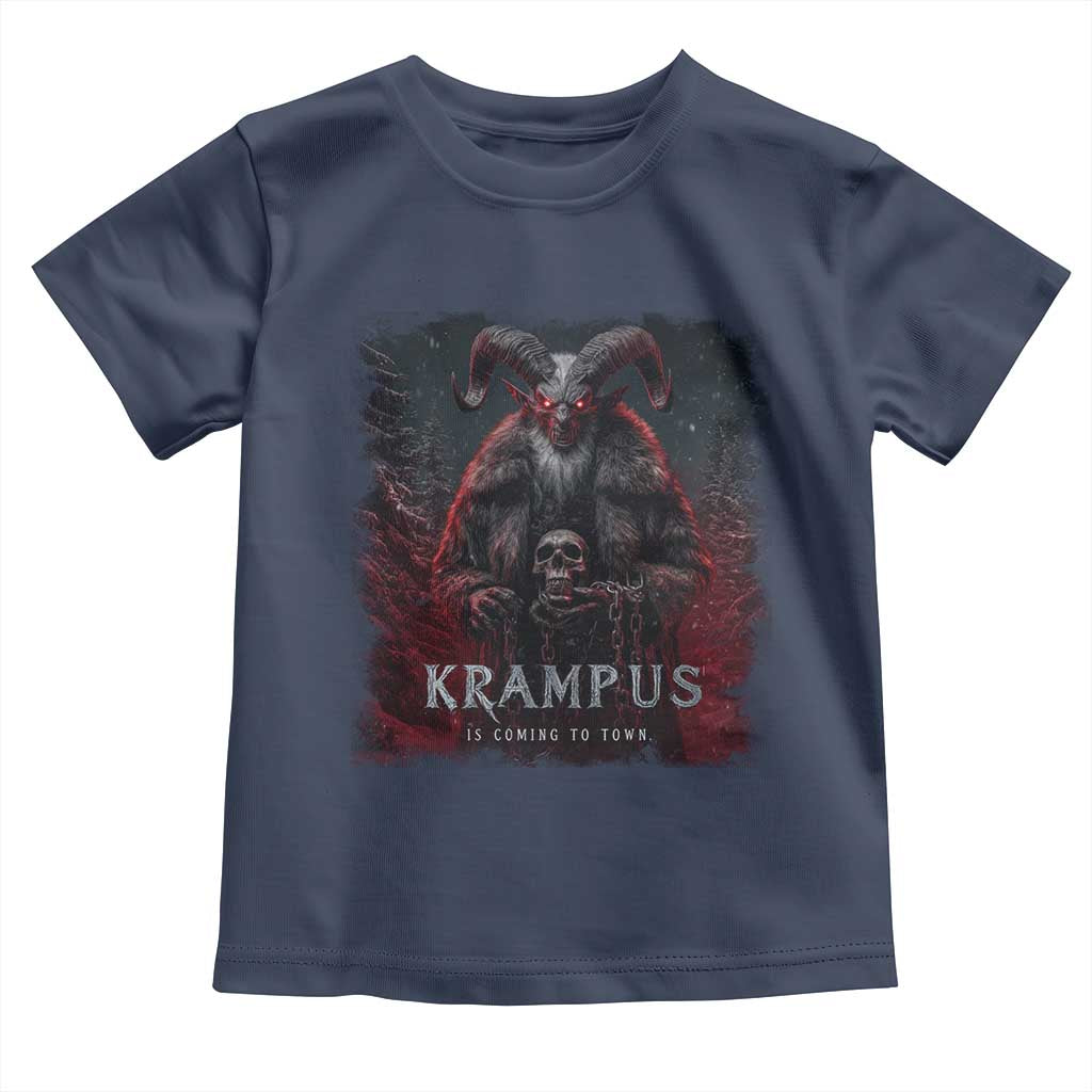 Krampus Is Coming To Town Toddler T Shirt Gothic Dark Xmas Gift Horror Holiday - Wonder Print Shop