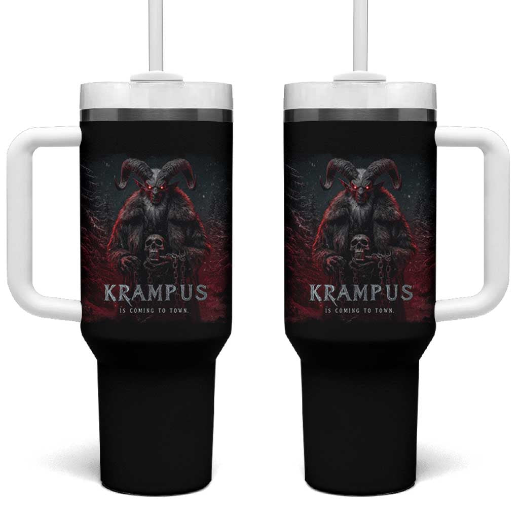 Krampus Is Coming To Town Tumbler With Handle Gothic Dark Xmas Gift Horror Holiday - Wonder Print Shop