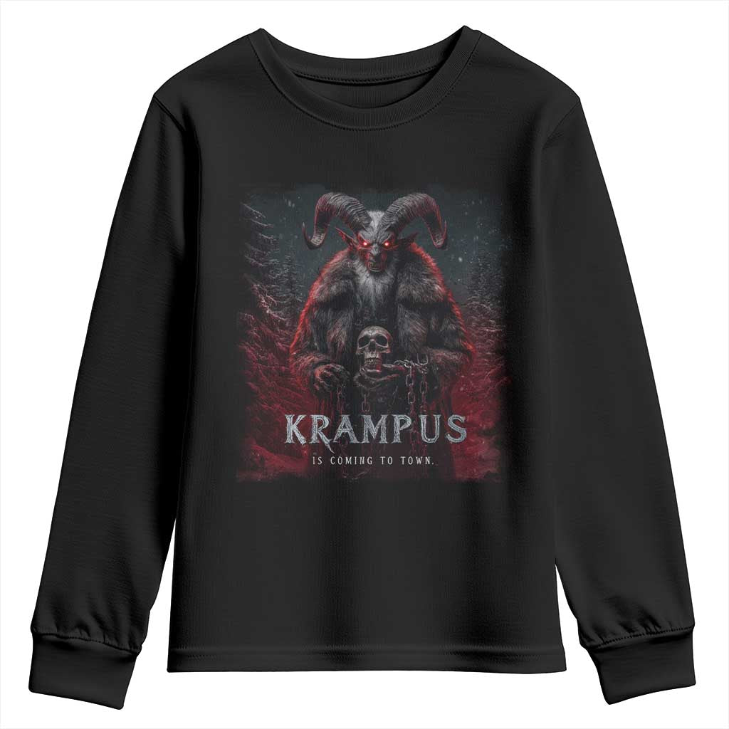 Krampus Is Coming To Town Youth Sweatshirt Gothic Dark Xmas Gift Horror Holiday - Wonder Print Shop