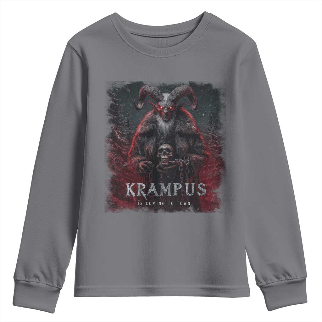 Krampus Is Coming To Town Youth Sweatshirt Gothic Dark Xmas Gift Horror Holiday - Wonder Print Shop