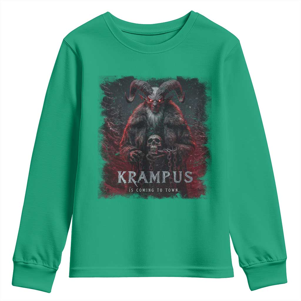 Krampus Is Coming To Town Youth Sweatshirt Gothic Dark Xmas Gift Horror Holiday - Wonder Print Shop