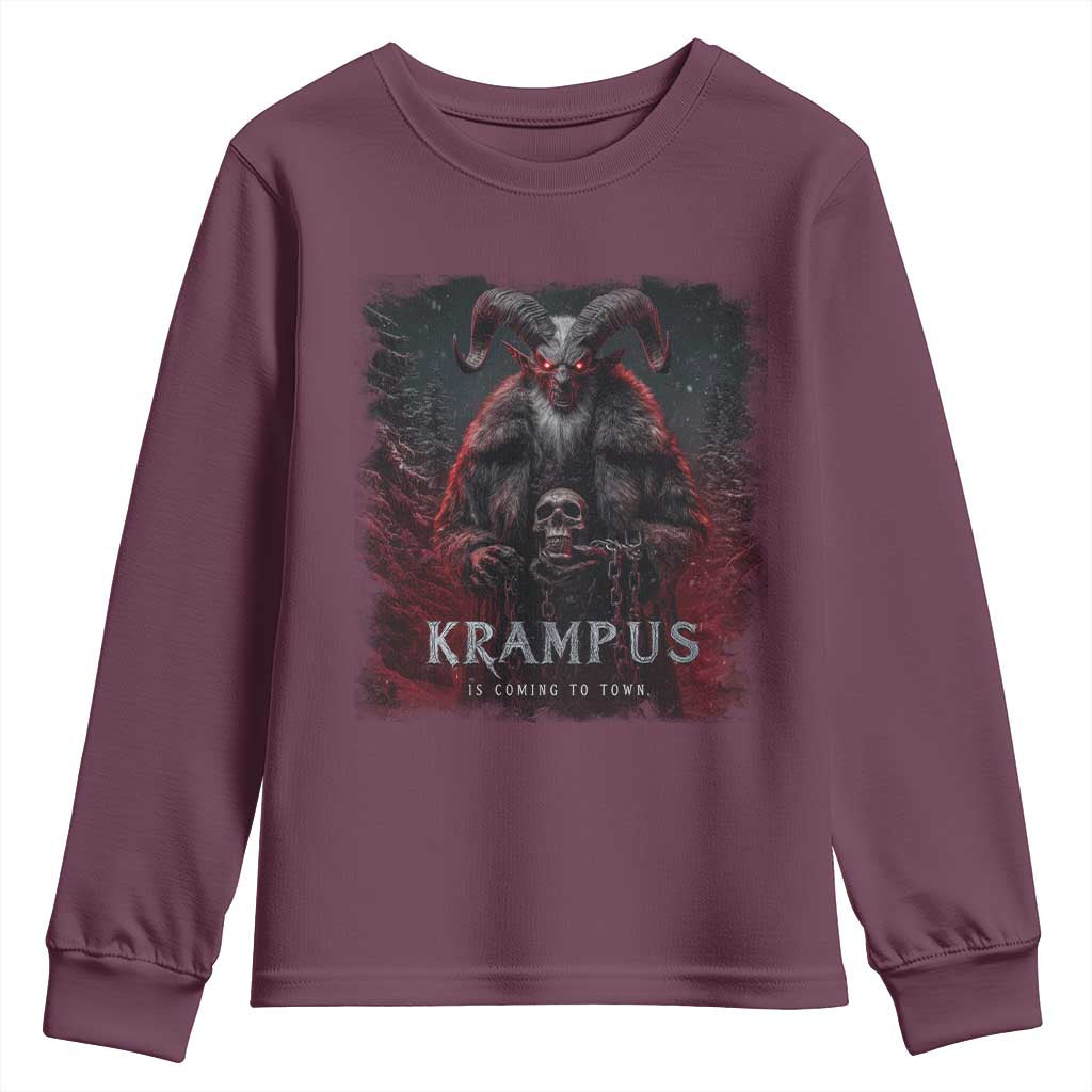 Krampus Is Coming To Town Youth Sweatshirt Gothic Dark Xmas Gift Horror Holiday - Wonder Print Shop