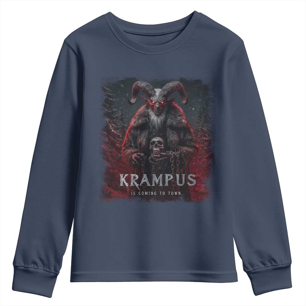 Krampus Is Coming To Town Youth Sweatshirt Gothic Dark Xmas Gift Horror Holiday - Wonder Print Shop
