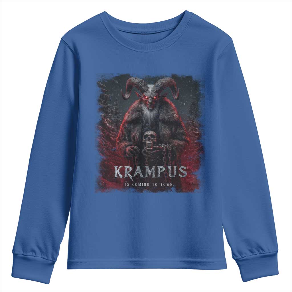 Krampus Is Coming To Town Youth Sweatshirt Gothic Dark Xmas Gift Horror Holiday - Wonder Print Shop