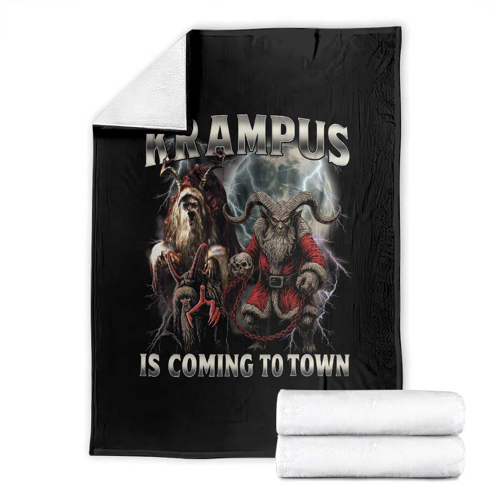 Krampus Is Coming To Town Throw Blanket Vintage Gothic Dark Xmas Gift Horror Holiday - Wonder Print Shop