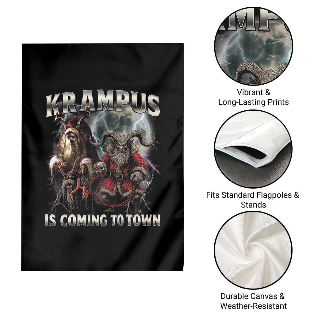 Krampus Is Coming To Town Garden Flag Vintage Gothic Dark Xmas Gift Horror Holiday - Wonder Print Shop