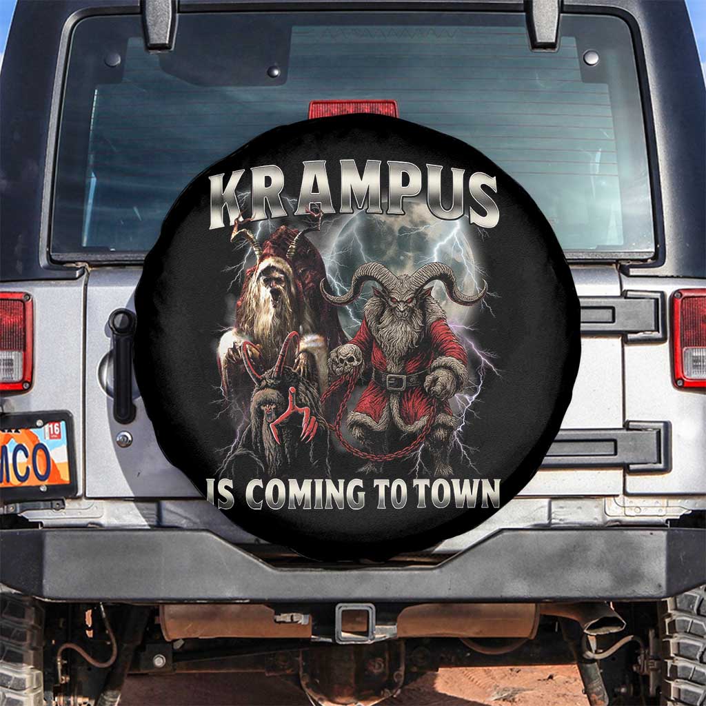 Krampus Is Coming To Town Spare Tire Cover Vintage Gothic Dark Xmas Gift Horror Holiday - Wonder Print Shop