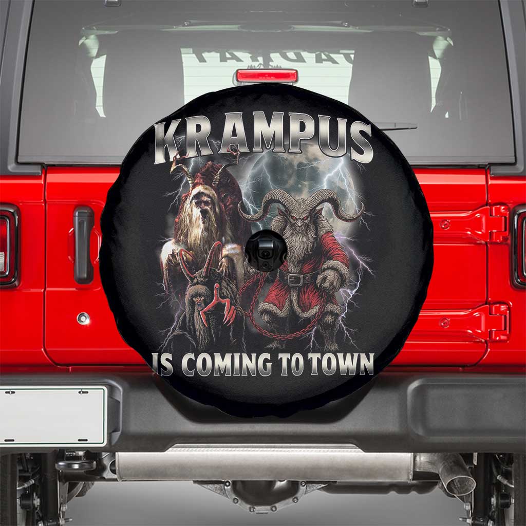 Krampus Is Coming To Town Spare Tire Cover Vintage Gothic Dark Xmas Gift Horror Holiday - Wonder Print Shop
