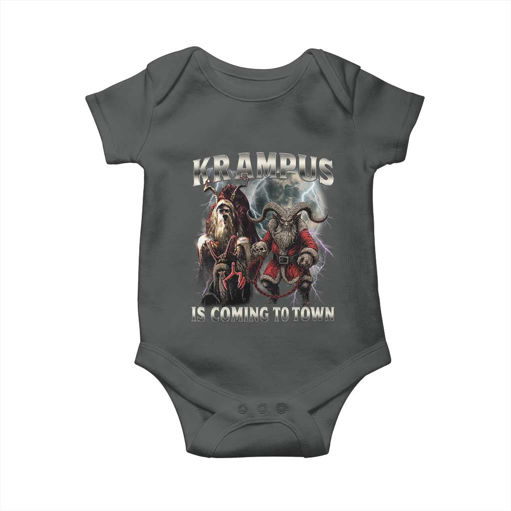 Krampus Is Coming To Town Baby Onesie Vintage Gothic Dark Xmas Gift Horror Holiday - Wonder Print Shop