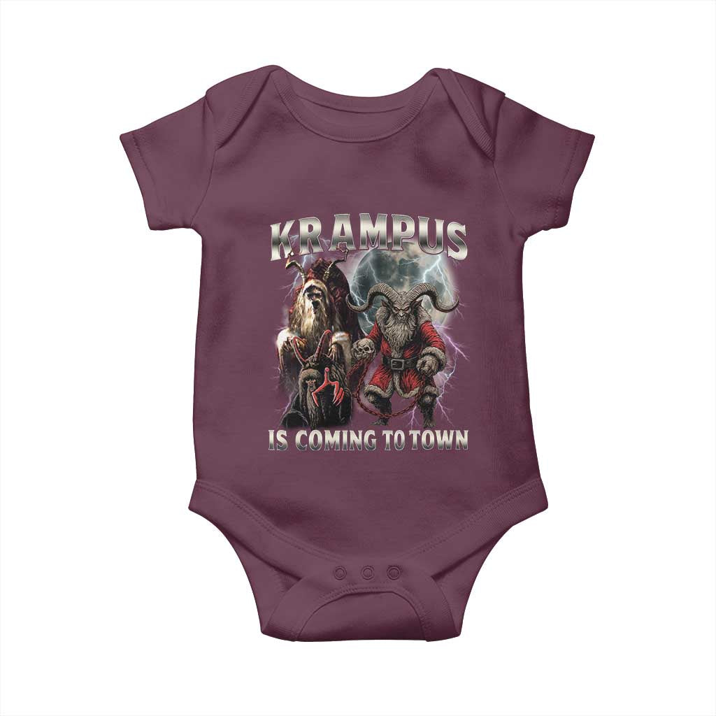 Krampus Is Coming To Town Baby Onesie Vintage Gothic Dark Xmas Gift Horror Holiday - Wonder Print Shop