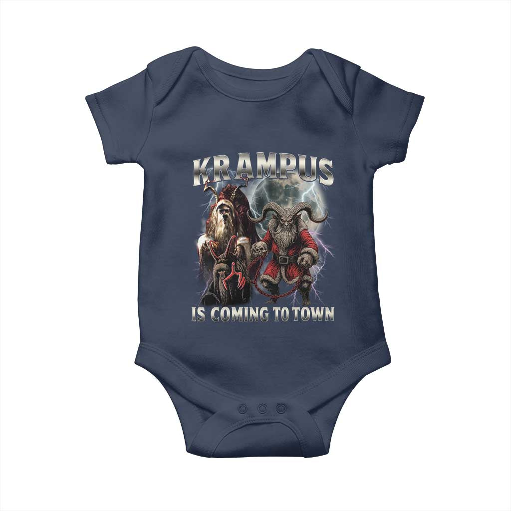 Krampus Is Coming To Town Baby Onesie Vintage Gothic Dark Xmas Gift Horror Holiday - Wonder Print Shop