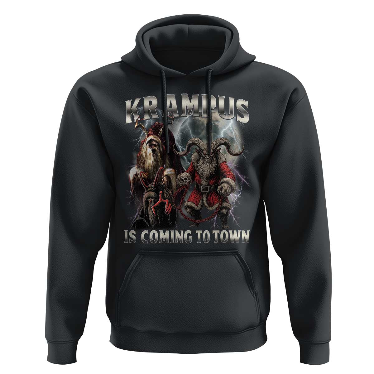 Krampus Is Coming To Town Hoodie Vintage Gothic Dark Xmas Gift Horror Holiday - Wonder Print Shop