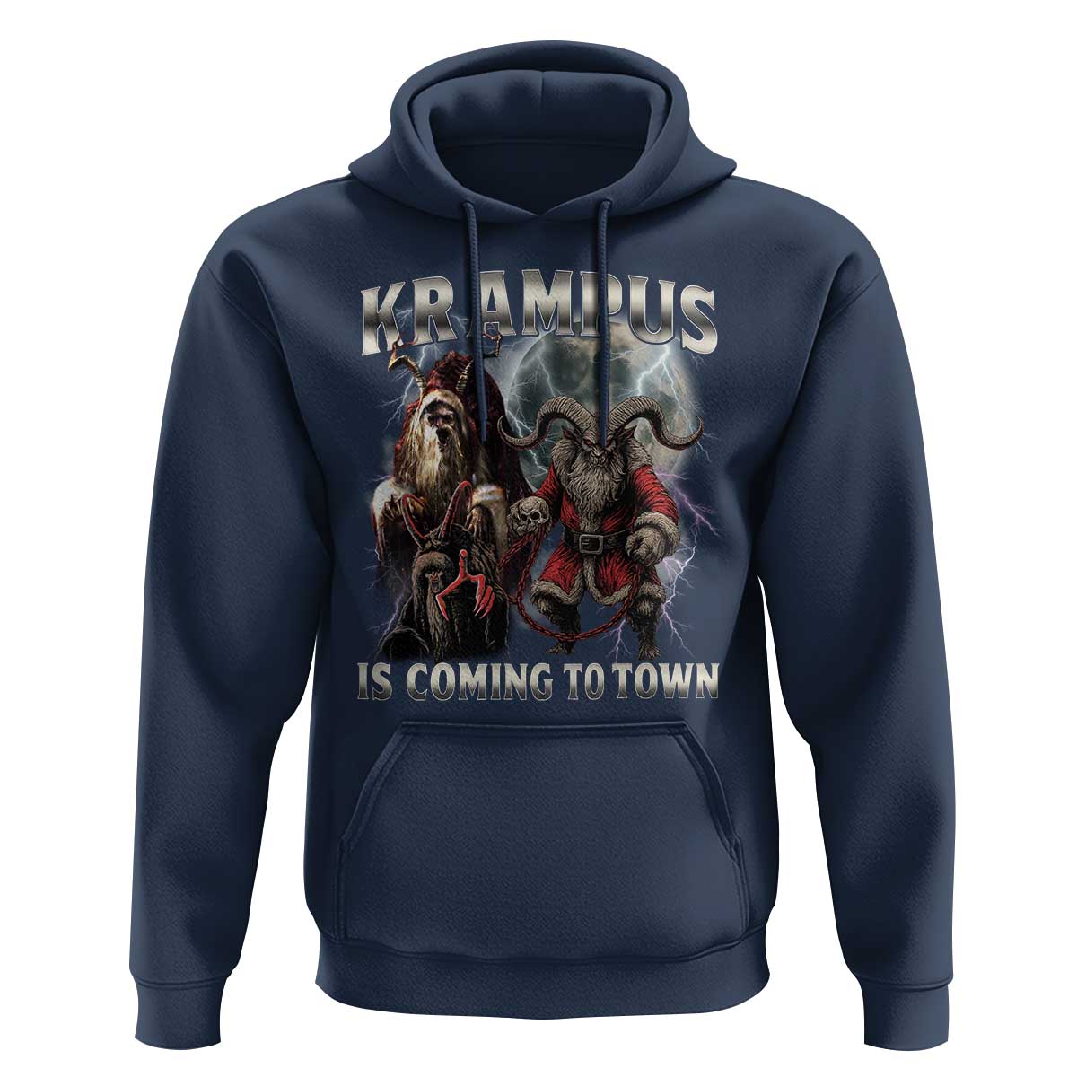 Krampus Is Coming To Town Hoodie Vintage Gothic Dark Xmas Gift Horror Holiday - Wonder Print Shop