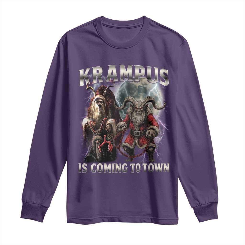 Krampus Is Coming To Town Long Sleeve Shirt Vintage Gothic Dark Xmas Gift Horror Holiday - Wonder Print Shop