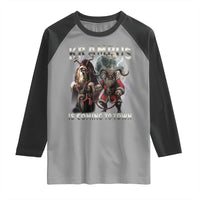 Krampus Is Coming To Town Raglan Shirt Vintage Gothic Dark Xmas Gift Horror Holiday - Wonder Print Shop