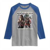 Krampus Is Coming To Town Raglan Shirt Vintage Gothic Dark Xmas Gift Horror Holiday - Wonder Print Shop