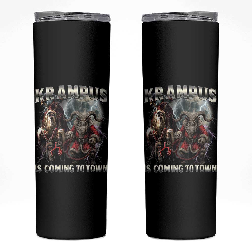 Krampus Is Coming To Town Skinny Tumbler Vintage Gothic Dark Xmas Gift Horror Holiday - Wonder Print Shop