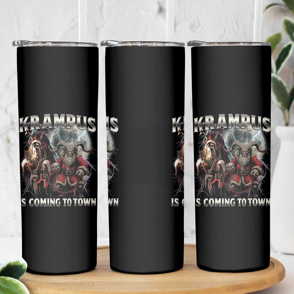 Krampus Is Coming To Town Skinny Tumbler Vintage Gothic Dark Xmas Gift Horror Holiday - Wonder Print Shop
