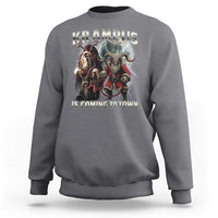 Krampus Is Coming To Town Sweatshirt Vintage Gothic Dark Xmas Gift Horror Holiday - Wonder Print Shop