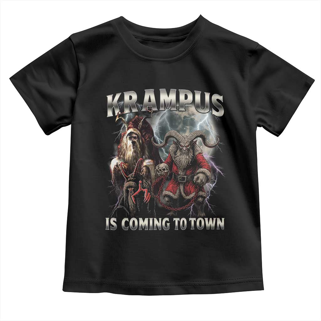 Krampus Is Coming To Town Toddler T Shirt Vintage Gothic Dark Xmas Gift Horror Holiday - Wonder Print Shop