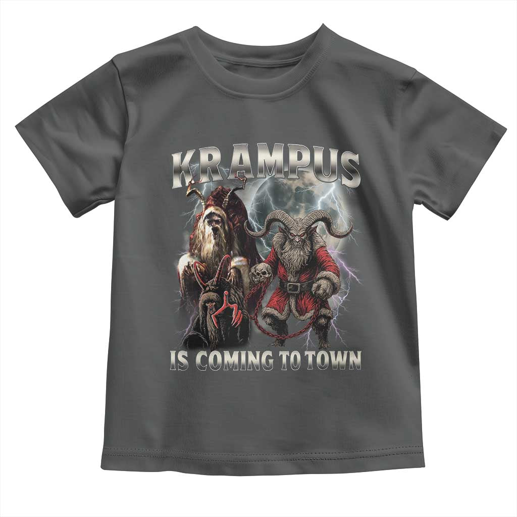 Krampus Is Coming To Town Toddler T Shirt Vintage Gothic Dark Xmas Gift Horror Holiday - Wonder Print Shop