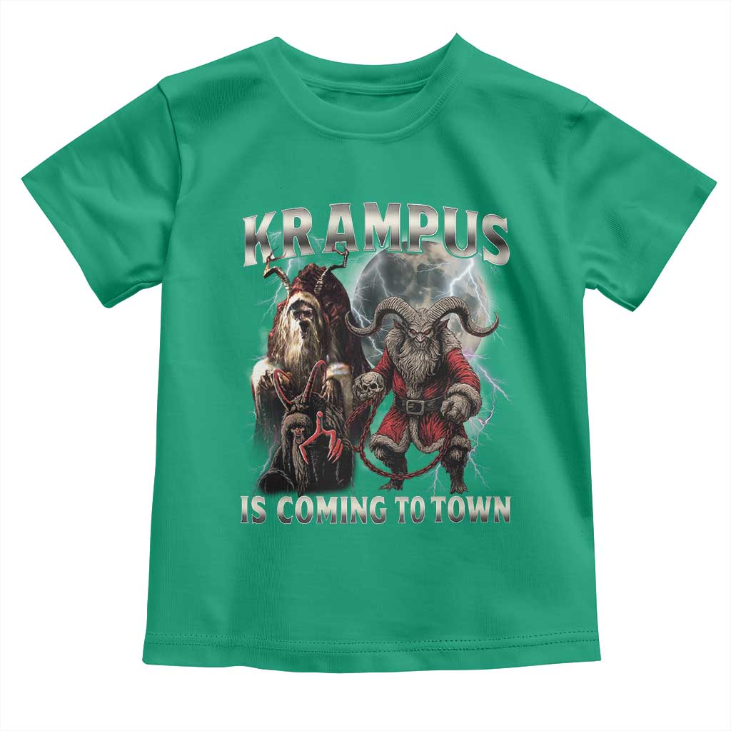 Krampus Is Coming To Town Toddler T Shirt Vintage Gothic Dark Xmas Gift Horror Holiday - Wonder Print Shop