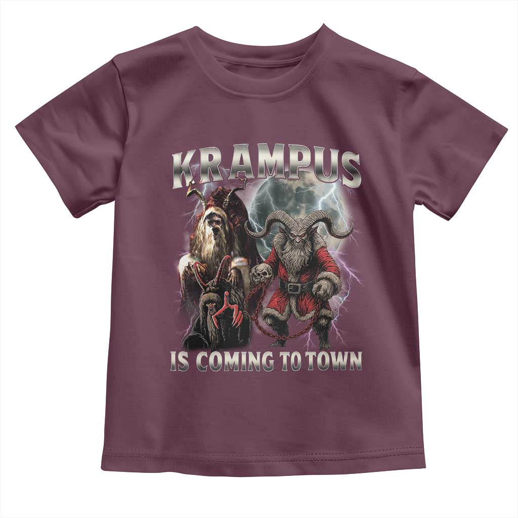 Krampus Is Coming To Town Toddler T Shirt Vintage Gothic Dark Xmas Gift Horror Holiday - Wonder Print Shop